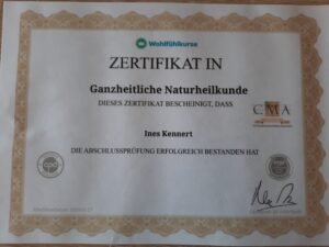 Zertifikat Ganzheitliche Naturheilkunde Ines Kennert